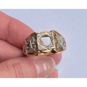 Vintage 10k Gold Masonic Ring – 13g – 32° Scottish Rite Double-Headed Eagle + Sh